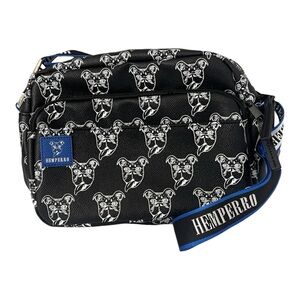 The Perro Crossbody Sling Bag Fanny Pack by Hemperro Vegan Black with Dog Print